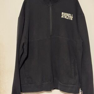 Russell Athletic Men's Black Zip-Up Pullover Sweater